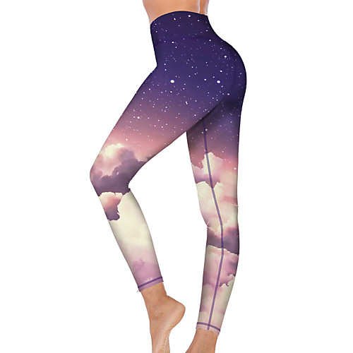 

21Grams Women's High Waist Yoga Pants Cropped Leggings Tummy Control Butt Lift Breathable Purple Fitness Gym Workout Running Sports Activewear High Elasticity