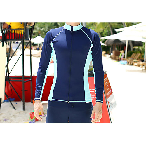 

Men's Rash Guard Dive Skin Suit Spandex Swimwear Quick Dry Breathable Long Sleeve 2 Piece Front Zip - Swimming Surfing Water Sports Patchwork Autumn / Fall Spring Summer