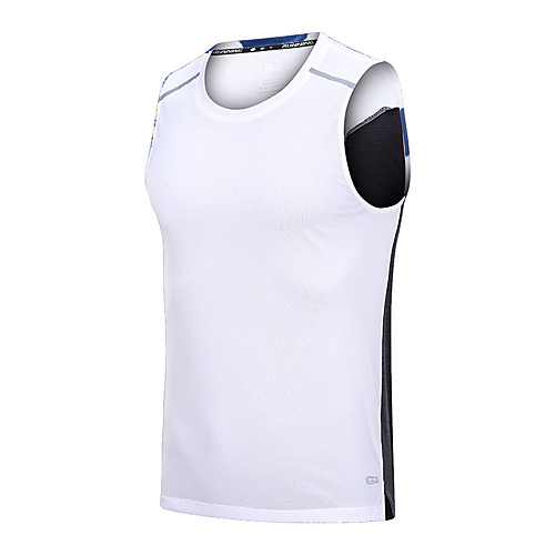 

Men's Sleeveless Running Shirt Tee Tshirt Top Athletic Athleisure Summer Moisture Wicking Quick Dry Breathable Yoga Fitness Gym Workout Running Training Sportswear Stripes Normal White Black Blue