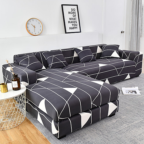 

1 Pc Geometric Gray Lines Sofa Cover Elastic Sofa Cover To Living Room Pet Sofa Dust Cover Recliner Sofa Cover