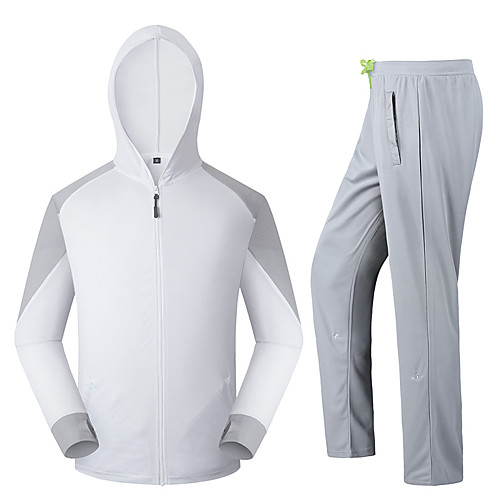 

Men's Hoodie Jacket Fishing Pants Outdoor Quick Dry Lightweight Breathable Sweat-Wicking Clothing Suit Spring Summer Fishing Camping & Hiking Cycling / Bike White Blue Dark Gray / Long Sleeve