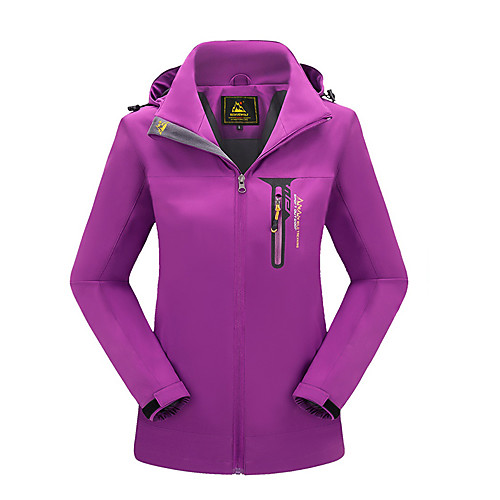 

Women's Hiking Jacket Outdoor Solid Color Waterproof Windproof Breathable Anti-tear Top Full Length Visible Zipper Fishing Climbing Camping / Hiking / Caving Black Purple Fuchsia Rose Red