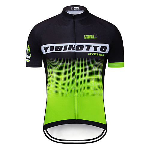 

CAWANFLY Men's Short Sleeve Cycling Jersey with Bib Tights Black / Yellow Black / Green Bike Tracksuit Jersey Top Road Bike Cycling Quick Dry Breathable Sports Clothing Apparel / Micro-elastic