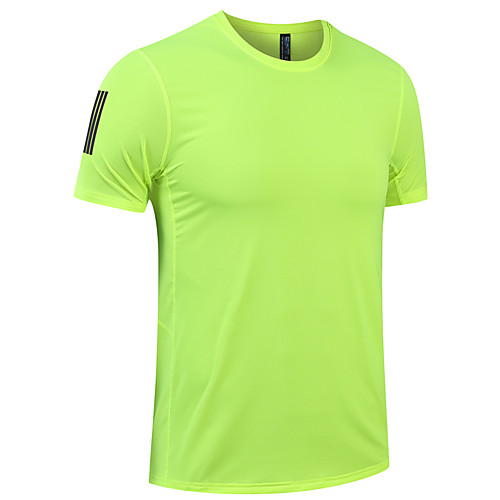 

Men's Short Sleeve Running Shirt Tee Tshirt Top Athletic Athleisure Summer Elastane Quick Dry Breathable Sweat wicking Yoga Fitness Gym Workout Active Training Jogging Sportswear Solid Colored Plus