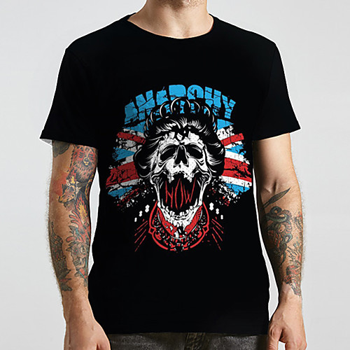 

Men's Unisex Tee T shirt 3D Print Graphic Prints Skull Flag Plus Size Print Short Sleeve Casual Tops Fashion Designer Big and Tall Black