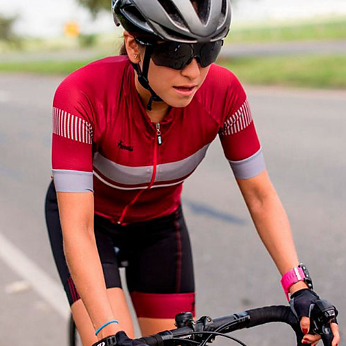 

Women's Men's Short Sleeve Cycling Jersey with Shorts Summer Red Patchwork Bike Quick Dry Breathable Sports Patchwork Mountain Bike MTB Road Bike Cycling Clothing Apparel / Stretchy / Athletic
