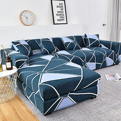 

1 Pc Geometric Blue Lines Sofa Cover Elastic Sofa Cover To Living Room Pet Sofa Dust Cover Recliner Sofa Cover