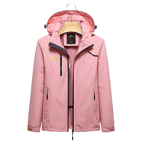 

Women's Hiking Jacket Outdoor Solid Color Waterproof Windproof Breathable Detachable Cap Top Full Length Visible Zipper Fishing Climbing Camping / Hiking / Caving White Black Pink Rose Red