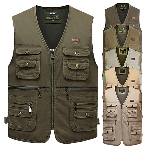 

Men's Hiking Vest / Gilet Fishing Vest Outdoor Solid Color Quick Dry Lightweight Breathable Sweat wicking Jacket Top Cotton Single Slider Hunting Fishing Hiking Army Yellow 502 Light Green Army Green