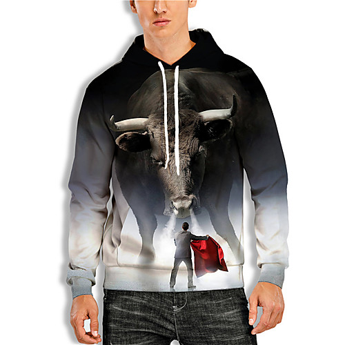 

Men's Pullover Hoodie Sweatshirt Graphic Prints Cow Animal Print Daily Sports 3D Print 3D Print Casual Hoodies Sweatshirts Black