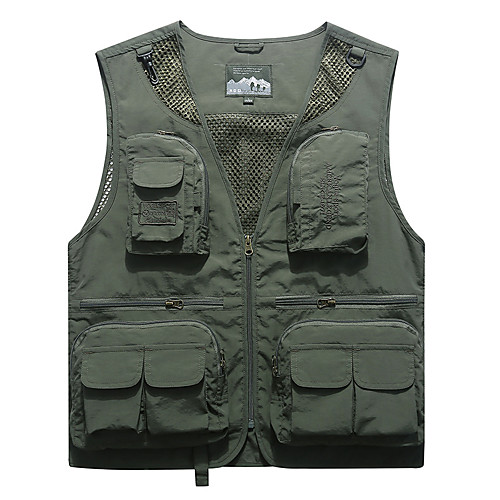 

Men's Hiking Vest / Gilet Fishing Vest Winter Outdoor Lightweight Breathable Wear Resistance Multi Pocket Vest / Gilet Top Single Slider Camping / Hiking Hunting Fishing Black Red Army Green Khaki
