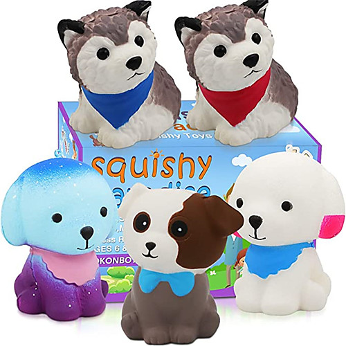 

Jumbo Squishy Toy Squishies Dog Puppy 5 Pack Kawaii Cream Scented Squishies Party Supplies Toys Stress Reliever Toys for Boys and Girls