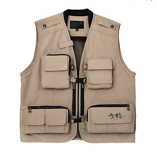 

Men's Hiking Vest / Gilet Fishing Vest Sleeveless Jacket Top Outdoor Waterproof UV Sun Protection Ultraviolet Resistant Multi-Pockets Autumn / Fall Spring Polyester Solid Color Black Red Army Green