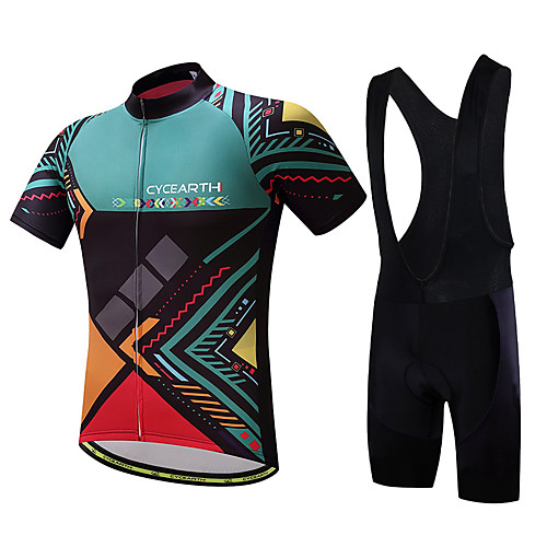 

Men's Cycling Jersey with Bib Shorts Green Stripes Bike Breathable Quick Dry Sports Stripes Mountain Bike MTB Road Bike Cycling Clothing Apparel