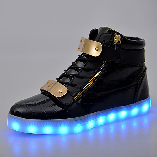 

Men's Sneakers LED Shoes Comfort Shoes Light Up Shoes Sporty Casual USB Charging Daily Outdoor Walking Shoes PU Breathable iron lamp shoes White Black Summer