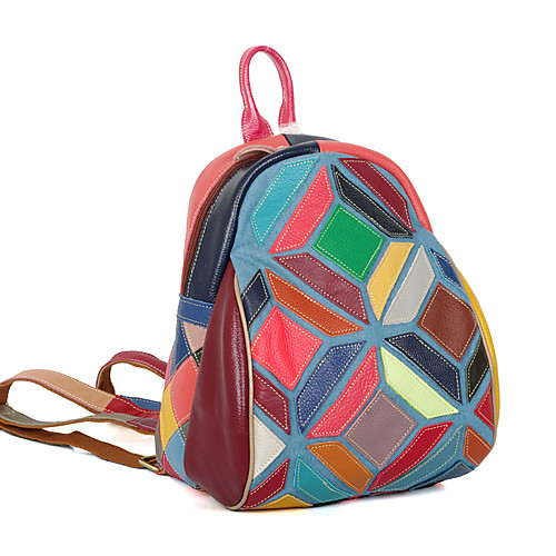 

featured foreign trade bags wholesale agent leather handbags colorful contrast color handmade leisure bags backpacks