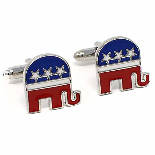 

iron&musk political party cufflinks gift for men or wedding or prom (republican elephant cuff links)