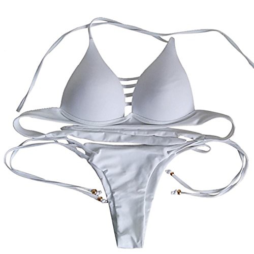 

fabal sexy women bikini set swimwear push-up padded bra swimsuit beachwear (m, white)