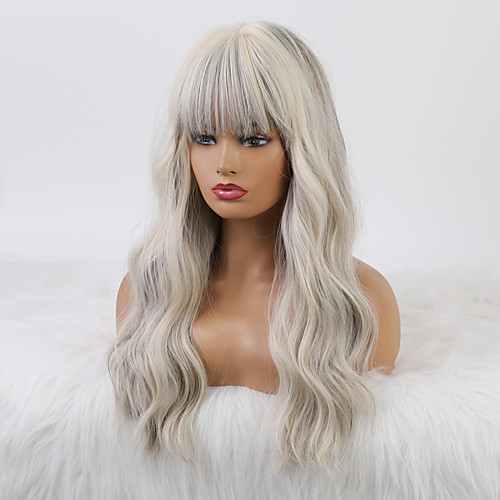 

Synthetic Wig Body Wave Deep Wave Deep Parting Wig Light golden Synthetic Hair 24 inch Women's Adorable Ombre Hair Comfy Blonde