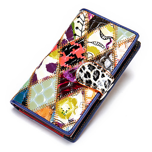 

2020 new leather wallet women's large-capacity multi-card card holder korean style stitching ladies silver clip custom fashion