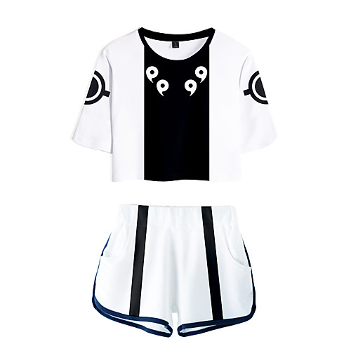 

Inspired by Naruto Naruto Uzumaki Cosplay Costume Outfits Terylene Color Block 2 Piece Printing Shorts For Women's / Men's