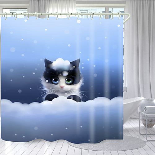 

Cat in The Snow Digital Printing Shower Curtain Shower Curtains Hooks Modern Polyester New Design