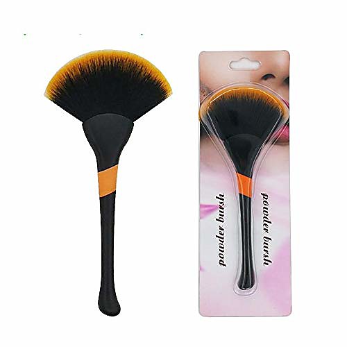 

makeup brushes women's large single fan brush powder brush girl heart makeup brush a loaded (color : black)