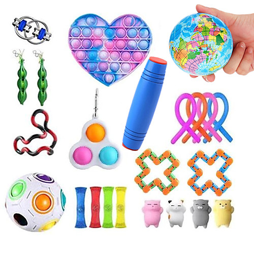 

23 pcs Sensory Fidget Toys Set Pop Bubble Soybean Squeeze Stress Relief Balls with Fidget Hand Toys for Kids Adults Calming Toys for ADHD Autism Anxiety Relief
