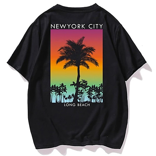 

Men's Unisex Tee T shirt Hot Stamping Text Graphic Prints Tree Plus Size Print Short Sleeve Casual Tops 100% Cotton Basic Designer Big and Tall Black