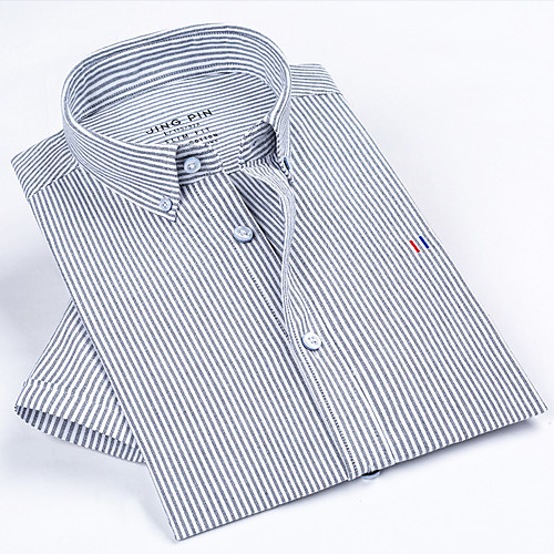 

Men's Shirt Solid Colored Button-Down Short Sleeve Casual Tops 100% Cotton Business Formal Casual White Blue Purple