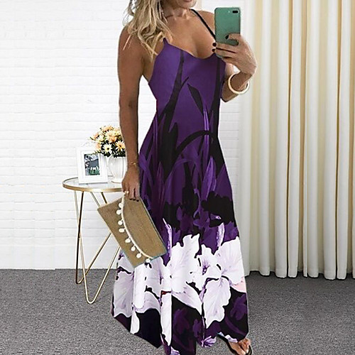 Women's A Line Dress Maxi long Dress Sleeveless Floral Print Geometic Spring Summer V Neck Casual Holiday 2022 S M L XL XXL 3XL 4XL 5XL