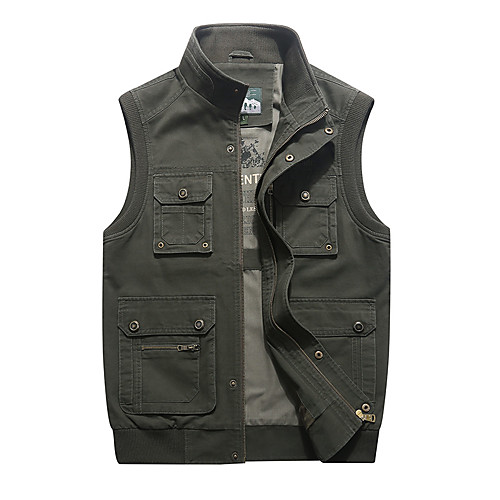 

Men's Hiking Vest / Gilet Fishing Vest Outdoor Quick Dry Lightweight Breathable Sweat wicking Jacket Top Fishing Climbing Running khaki Army Green Dark Blue / Sleeveless