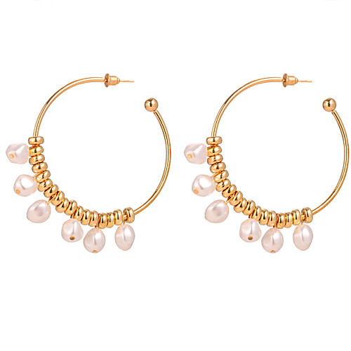 

earrings irregular geometric pearl ear hoop earrings female