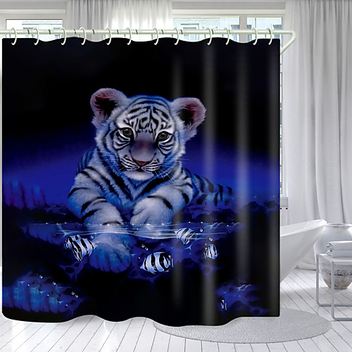 

Cute Little Tiger Digital Printing Shower Curtain Shower Curtains Hooks Modern Polyester New Design