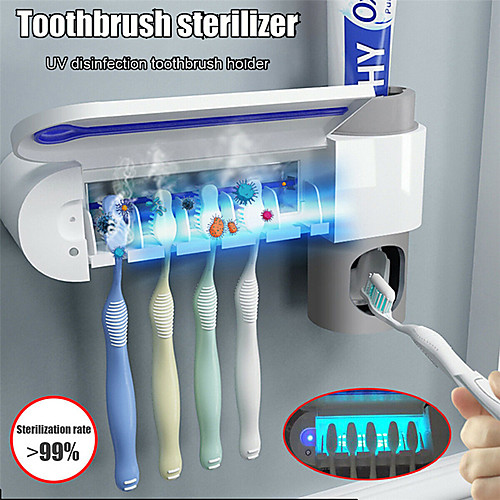 

3 in 1 Toothbrush Sterilizer Toothbrush Holder Automatic Toothpaste Squeezers Dispenser Home Bathroom Set