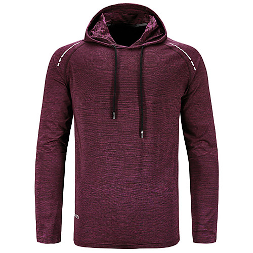 

Men's T shirt Hiking Tee shirt Pullover Hoodie Sweatshirt Tee Tshirt Hoodie Top Outdoor Lightweight Breathable Quick Dry Sweat wicking Autumn / Fall Spring POLY Elastane Dark Grey Burgundy Blue