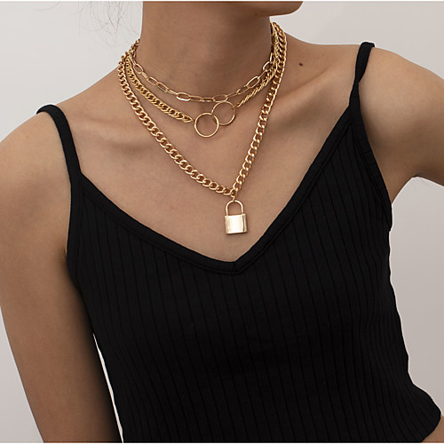 

Women's Necklace Layered Necklace Stacking Stackable European Trendy Hip Hop Alloy Gold Silver 35 cm Necklace Jewelry 1pc For Street Gift Masquerade Prom