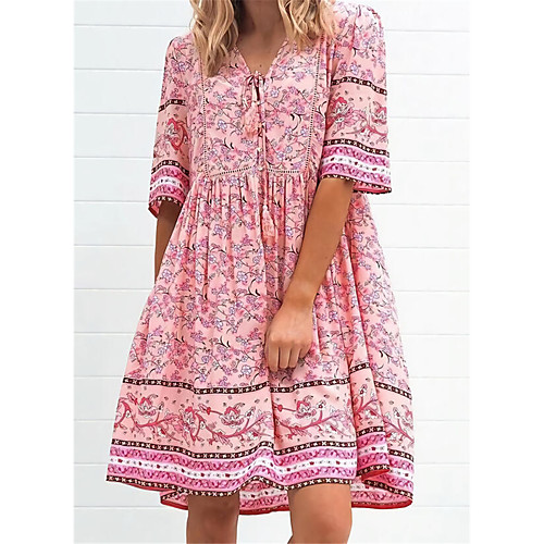 

cross-border summer 2021 new style european and american style bohemian retro tassel loose printed holiday dress women