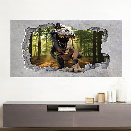 

3D Broken Wall Dinosaur Forest Wall Paste Bedroom Living Room Children's Room Can Be Removed Decorative Stickers