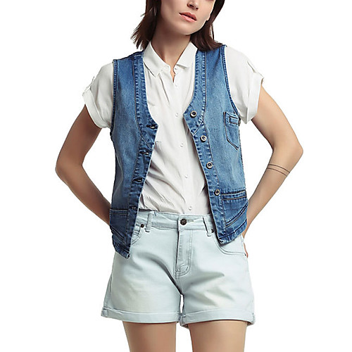 

amazon hot models waistcoat women's foreign trade plus size denim vest women's autumn vest and white waistcoat women's wear one drop