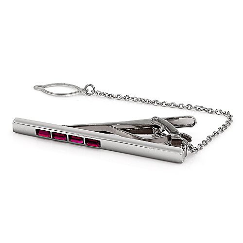 

kemstone silver tone burgundy crystal tie clip mens shirt jewelry