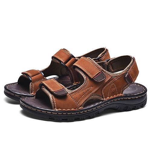 

Men's Sandals Casual Beach Daily Water Shoes Upstream Shoes Nappa Leather Breathable Non-slipping Wear Proof Light Brown Dark Brown Black Summer