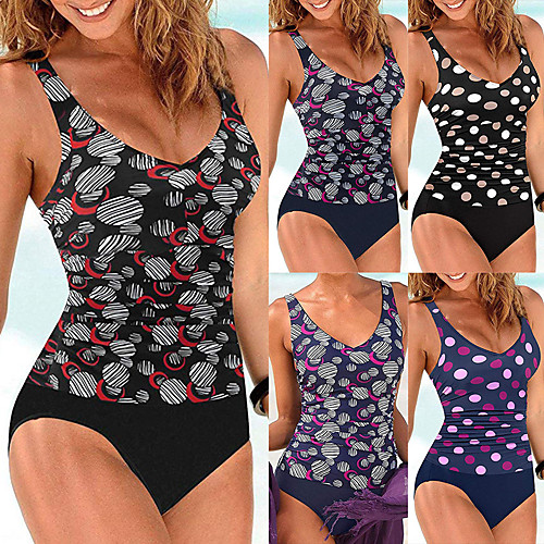 

Women's One Piece Swimsuit Nylon Swimwear Bodysuit Quick Dry Breathable Sleeveless Swimming Surfing Water Sports Spot Summer