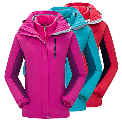 

Cikrilan Women's Hiking Jacket Winter Outdoor Patchwork Waterproof Windproof Warm Comfortable Top Camping / Hiking / Caving Traveling Winter Sports Red Fuchsia Sky Blue