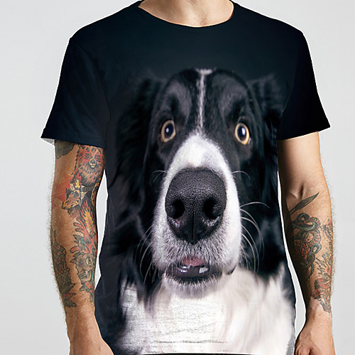 

Men's Unisex Tee T shirt 3D Print Dog Graphic Prints Animal Plus Size Print Short Sleeve Casual Tops Basic Designer Big and Tall Black