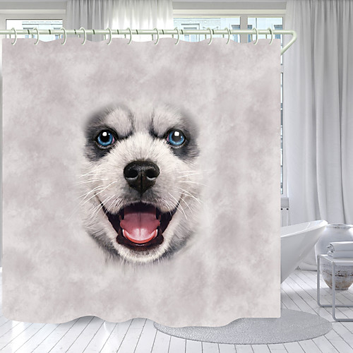 

Little White Dog Digital Printing Shower Curtain Shower Curtains Hooks Modern Polyester New Design