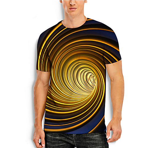 

Men's Tees T shirt 3D Print 3D Graphic Prints Print Short Sleeve Daily Tops Casual Designer Big and Tall Yellow