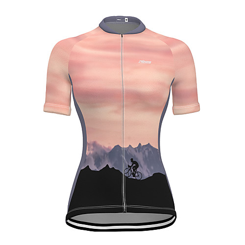

21Grams Women's Short Sleeve Cycling Jersey Nylon Pink Gradient 3D Bike Jersey Top Mountain Bike MTB Road Bike Cycling Quick Dry Breathable Sports Clothing Apparel / Micro-elastic