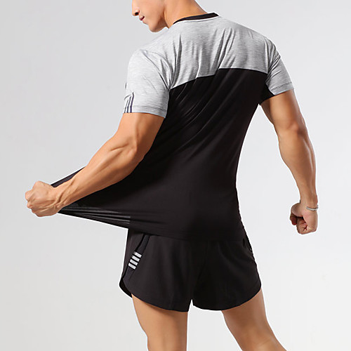 

Men's Tee / T-shirt Patchwork Crew Neck Spandex Color Block Sport Athleisure T Shirt Top Short Sleeves Breathable Moisture Wicking Soft Comfortable Exercise & Fitness Running Everyday Use Casual