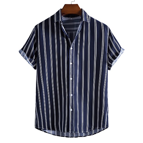

Men's Shirt Other Prints Letter Animal Print Short Sleeve Daily Tops Beach Boho Navy Blue